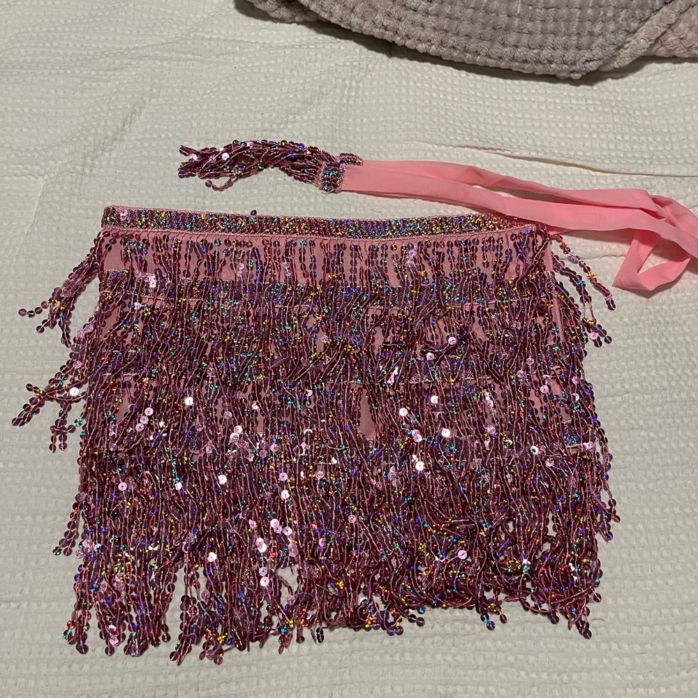 Pink Sequin Tassel Skirt